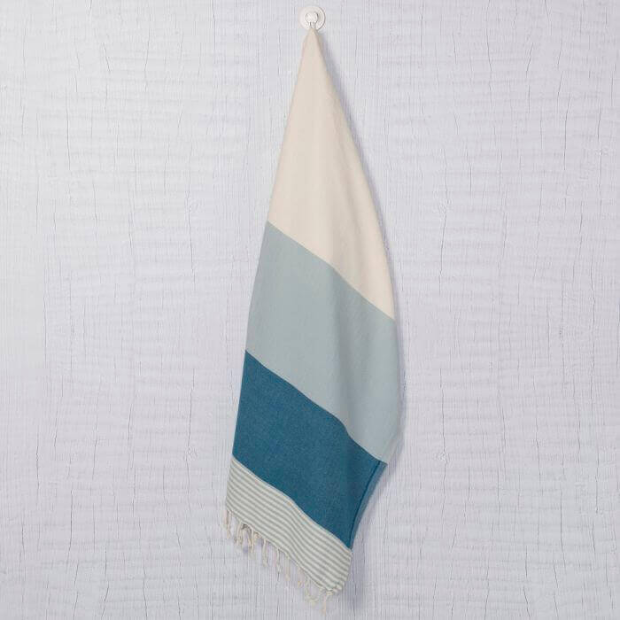 Multi Color Turkish Towel in Light Blue Petrol Natural color made of 100% Turkish cotton by buldano in Turkey