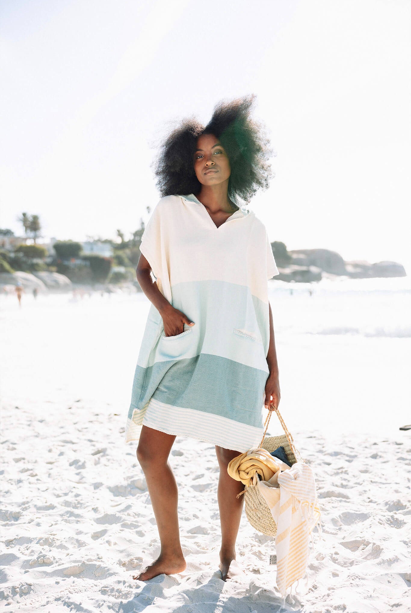 Multi Color Cover Up, Poncho in color made of 100% Turkish cotton Poncho by buldano in Turkey