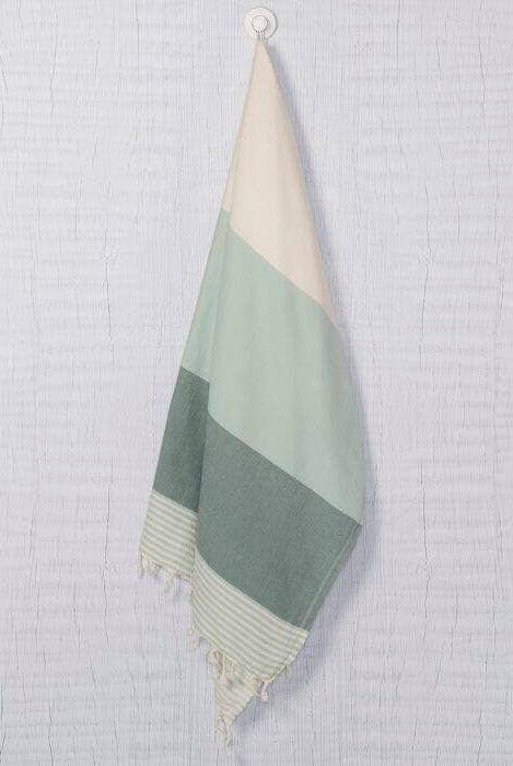 Multi Color Turkish Towel in Mint Almond Green Natural color made of 100% Turkish cotton by buldano in Turkey