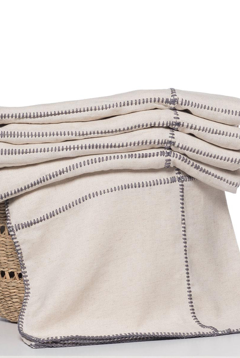 PATCHWORK COTTON / LINEN THROW in Dark Grey color made of 100% Turkish cotton Throw by buldano in Turkey