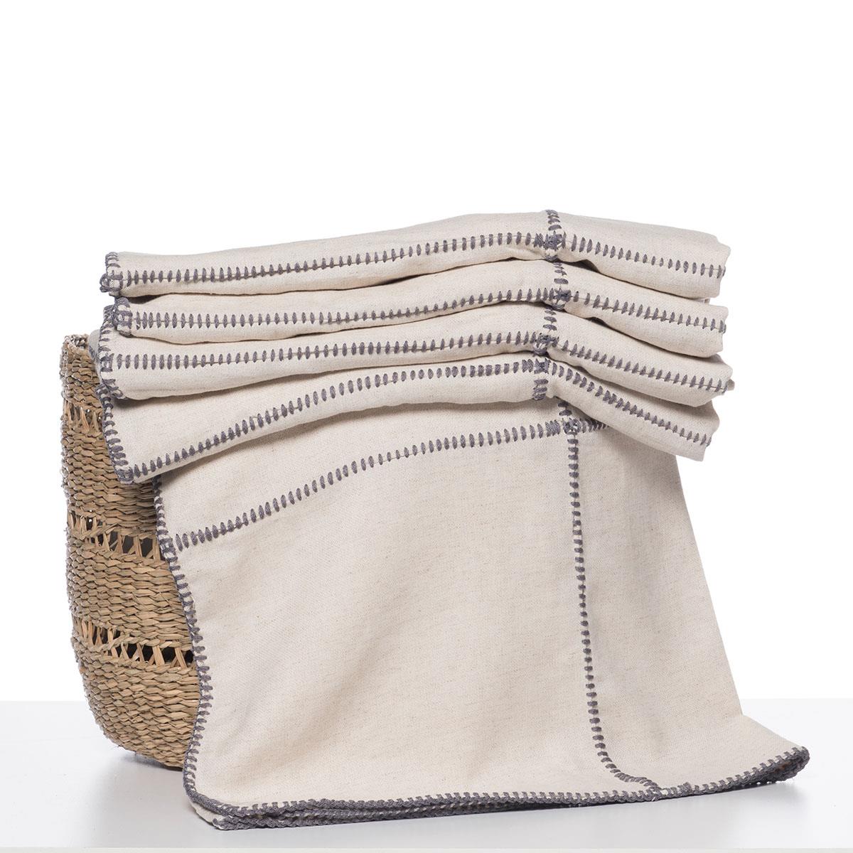 PATCHWORK COTTON / LINEN THROW in Dark Grey color made of 100% Turkish cotton Throw by buldano in Turkey