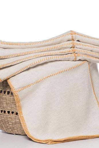 PATCHWORK COTTON / LINEN THROW in Yellow color made of 100% Turkish cotton Throw by buldano in Turkey
