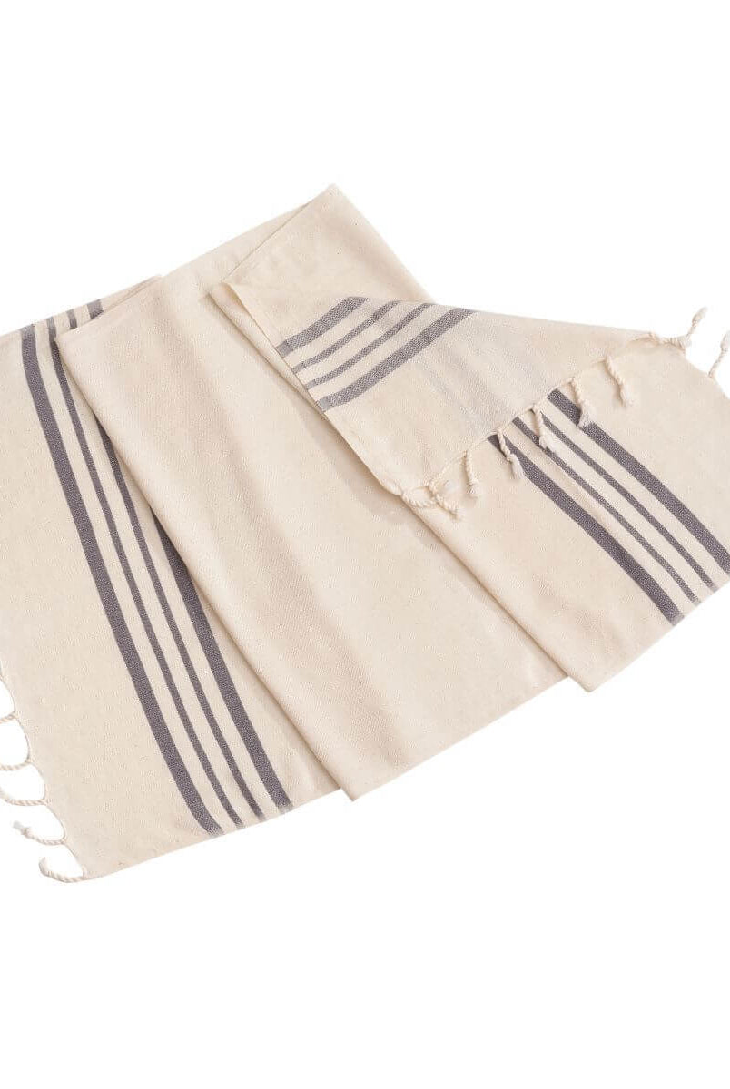 100% COTTON MULTI COLOR TEA TOWEL HAND TOWEL in Natural Dark Grey color made of 100% Turkish cotton Turkish Towel by buldano in Turkey