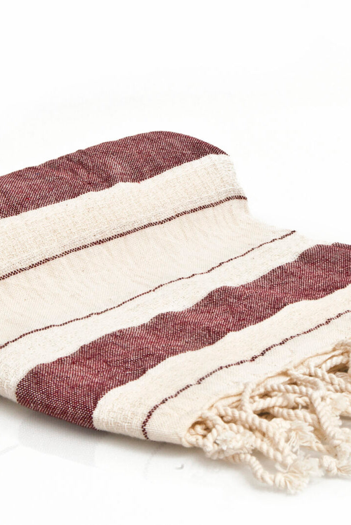 Turkish Towel - SAMPLE SALE in Burgundy color made of 100% Turkish cotton Turkish Towel by buldano in Turkey