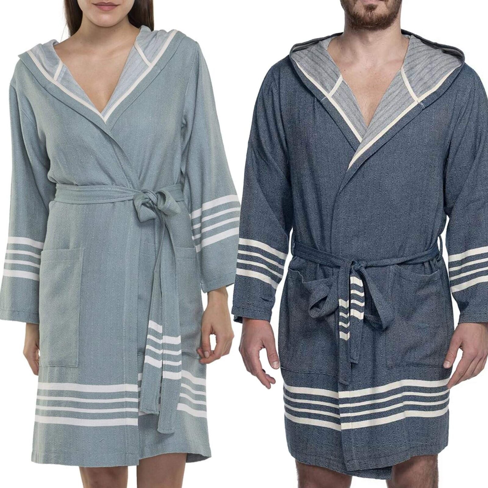 SHORT ROBE WITH HOOD in color made of 100% Turkish cotton Turkish Towel by buldano in Turkey