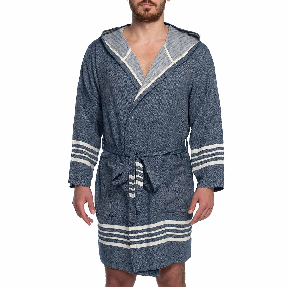 SHORT ROBE WITH HOOD in color made of 100% Turkish cotton Turkish Towel by buldano in Turkey