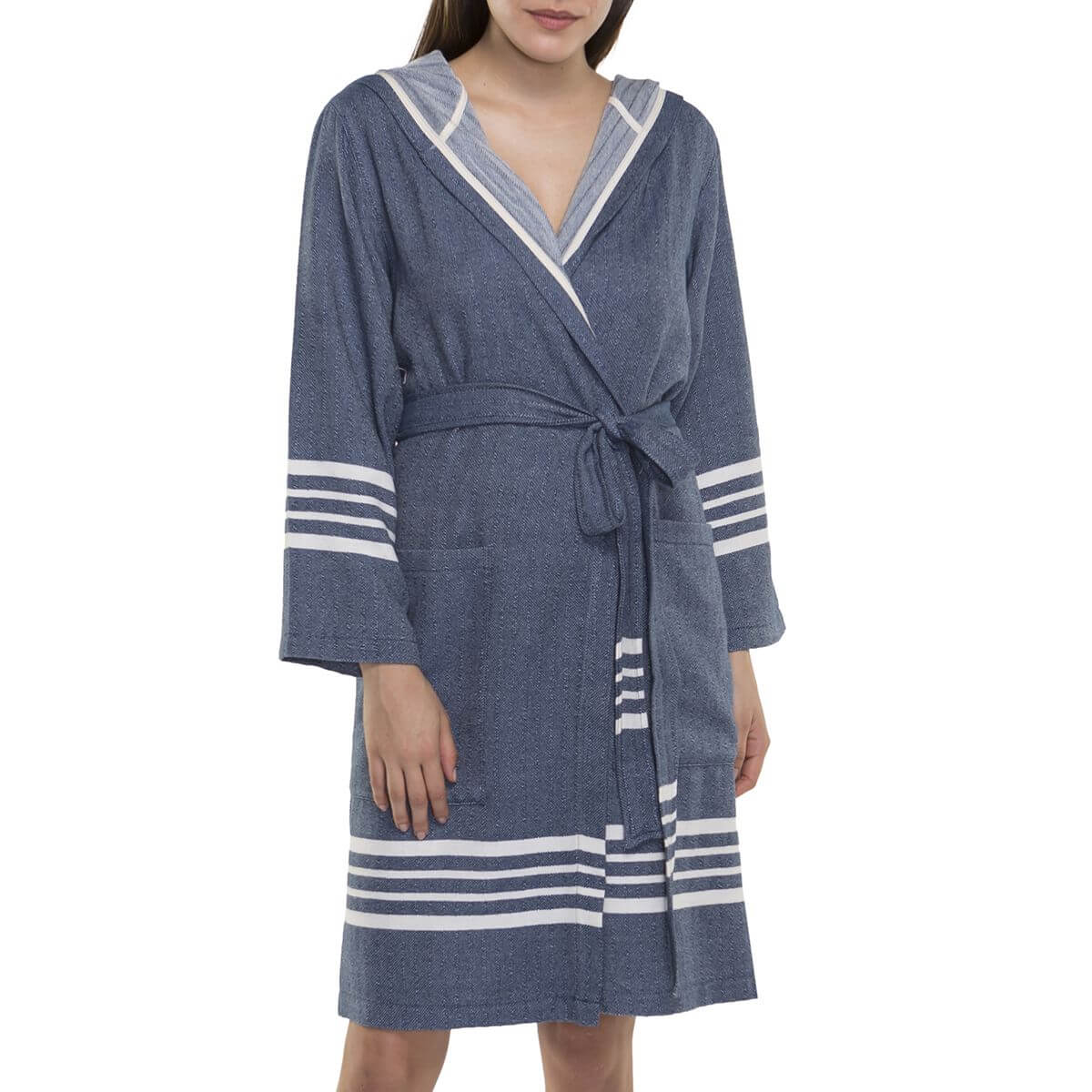 SHORT ROBE WITH HOOD in color made of 100% Turkish cotton Turkish Towel by buldano in Turkey