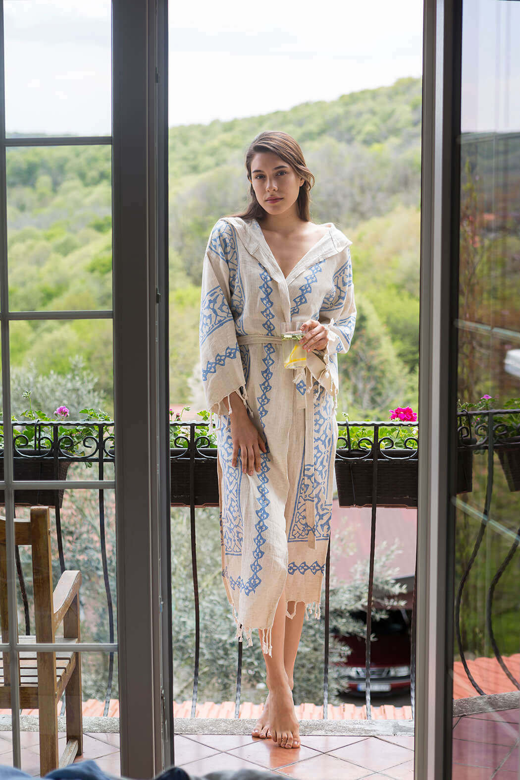 HAND PRINTED ROBE in color made of 100% Turkish cotton Turkish Towel by buldano in Turkey