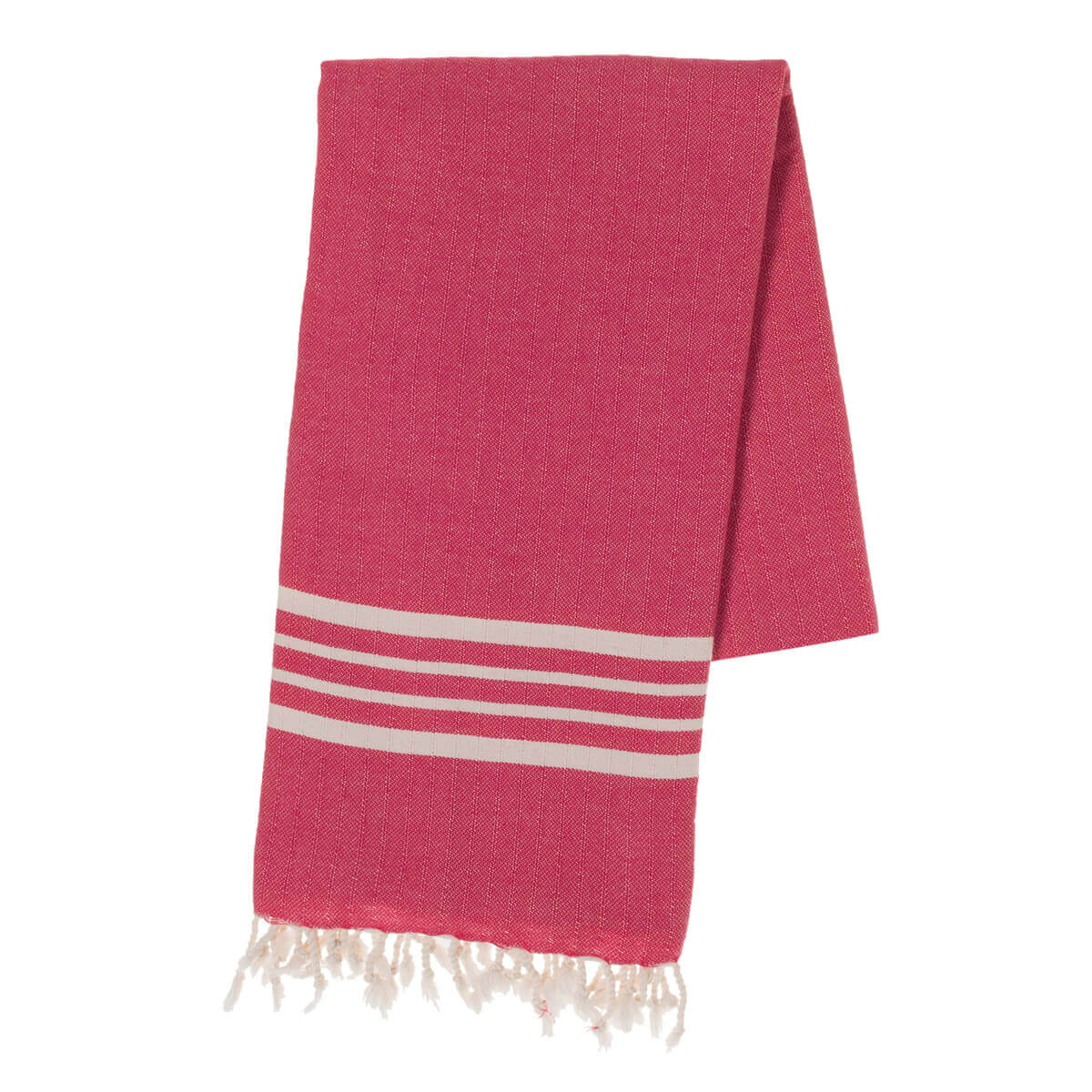 Farm House Turkish Towel with Fringes in Fuschia color made of 100% Turkish cotton by buldano in Turkey