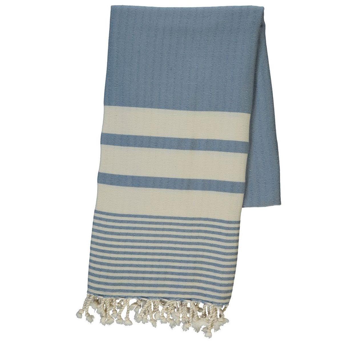 Multi Striped Turkish Towel in Air Blue color made of 100% Turkish cotton Turkish Towel by buldano in Turkey