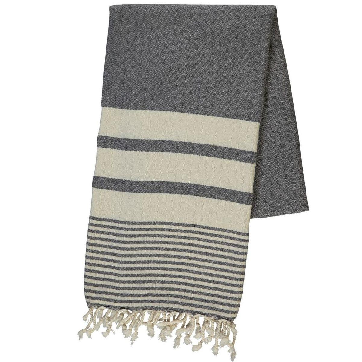 Multi Striped Turkish Towel in Dark Grey color made of 100% Turkish cotton Turkish Towel by buldano in Turkey