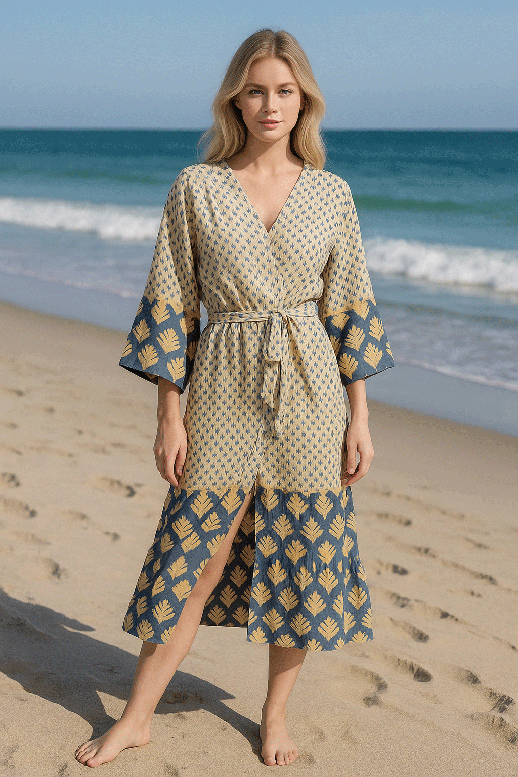 Printed Kimono Robe in color made of 100% Turkish cotton Turkish Towel Robe by buldano in Turkey