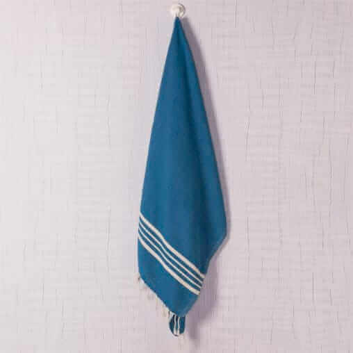 Farm House Turkish Towel with Fringes in Petrol Blue color made of 100% Turkish cotton by buldano in Turkey
