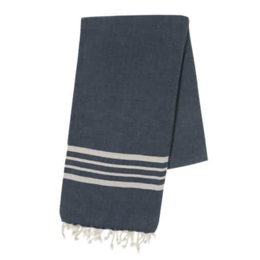 Farm House Turkish Towel with Fringes in Navy color made of 100% Turkish cotton by buldano in Turkey