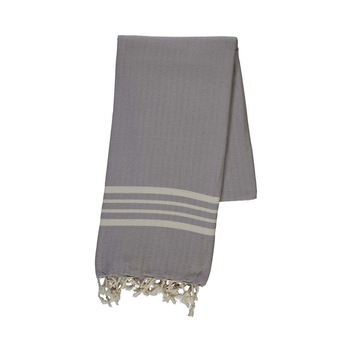 Farm House Turkish Towel with Fringes in Grey color made of 100% Turkish cotton by buldano in Turkey