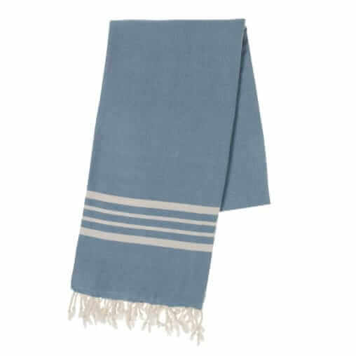 Farm House Turkish Towel with Fringes in Air Blue color made of 100% Turkish cotton by buldano in Turkey