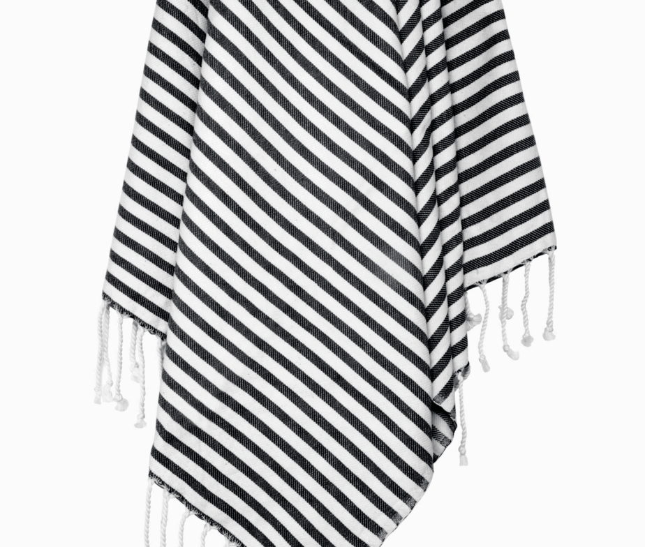 Striped Turkish Towel in Black color made of 100% Turkish cotton Turkish Towel by buldano in Turkey