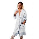 Turkish Towel Robe - SAMPLE SALE in Light Grey color made of 100% Turkish cotton Turkish Towel Robe by buldano in Turkey