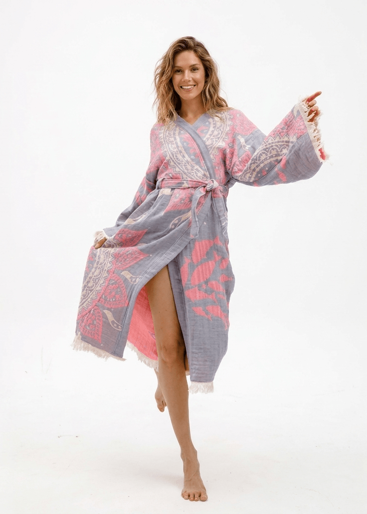 Boho Kimono in Purple color made of 100% Turkish cotton Kimono by buldano in Turkey