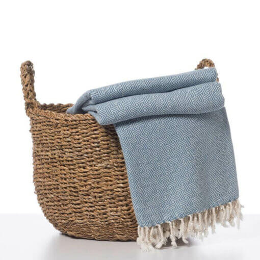 Diamond Weave Throw / Blanket in Air Blue color made of 100% Turkish cotton Throw by buldano in Turkey