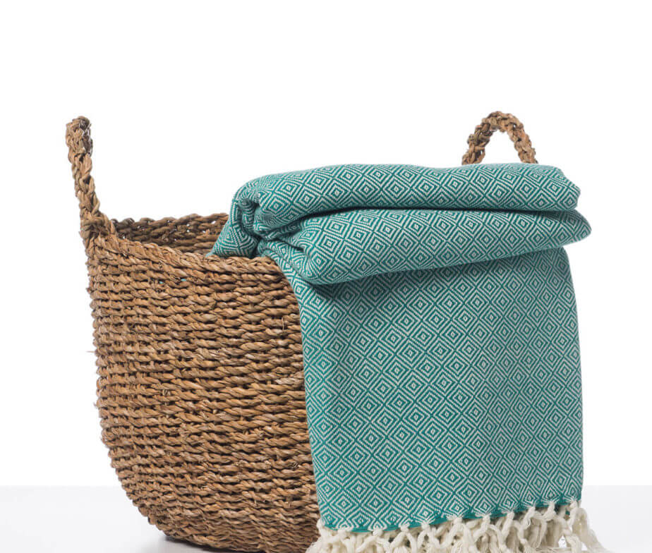 Diamond Weave Turkish Towel in Fanfare Green color made of 100% Turkish cotton Turkish Towel by buldano in Turkey