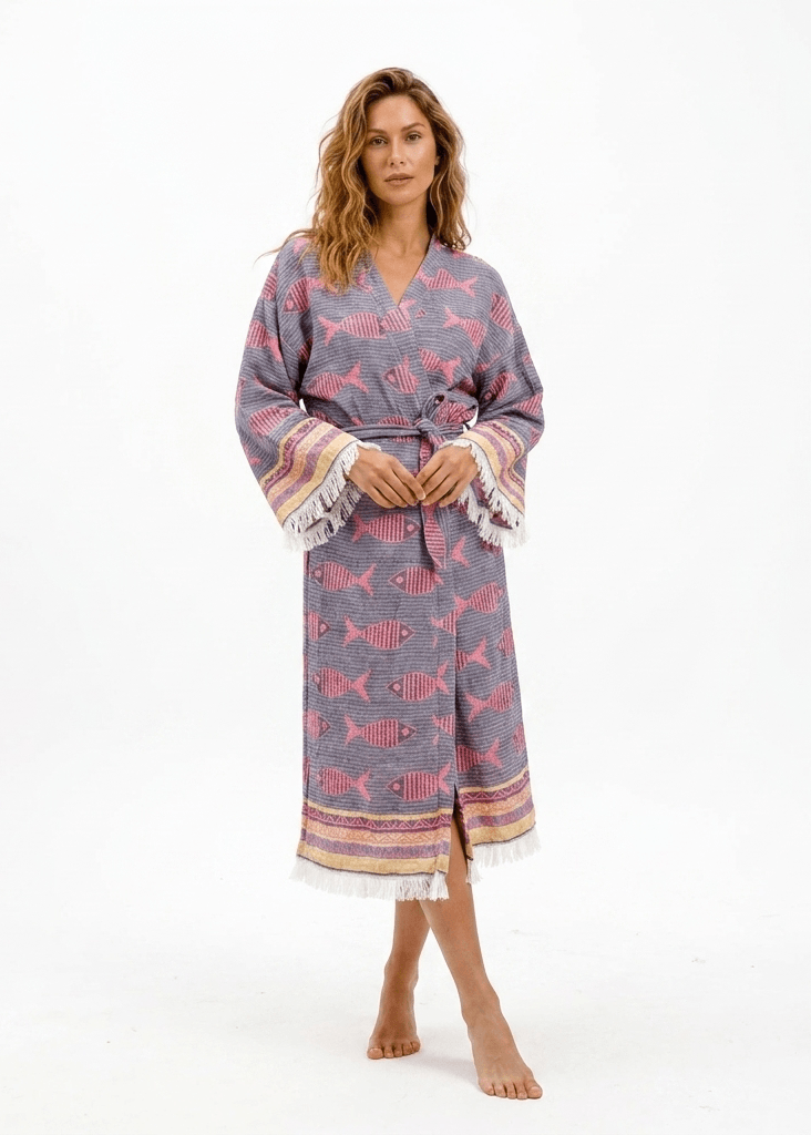 Fish Kimono in color made of 100% Turkish cotton Kimono by buldano in Turkey
