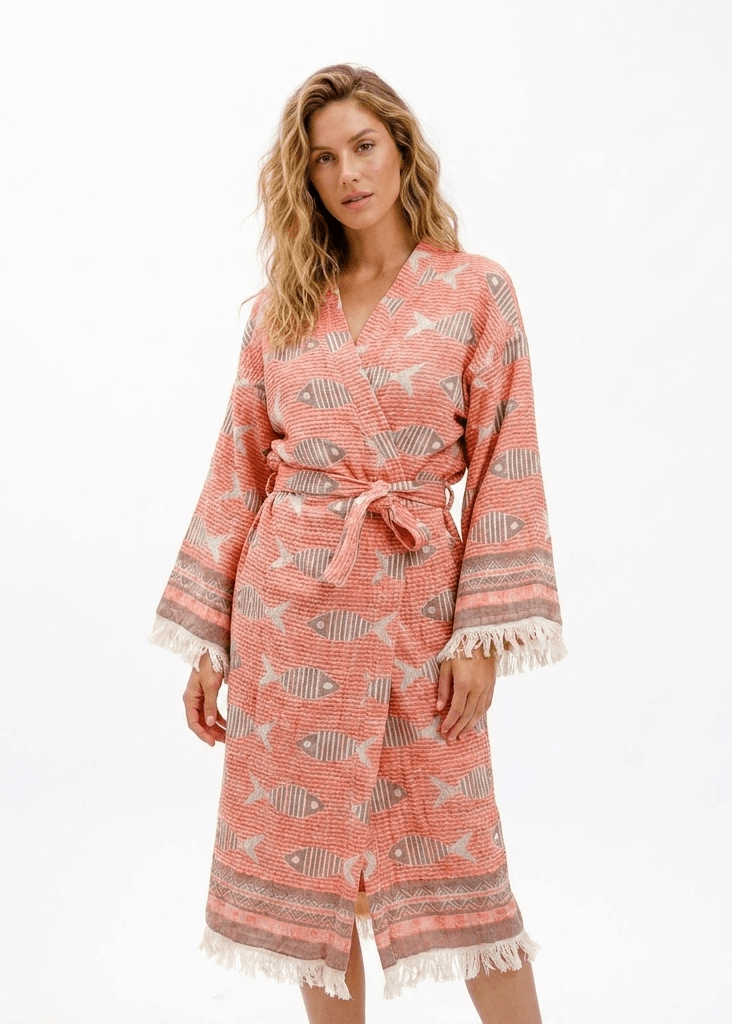 Fish Kimono in color made of 100% Turkish cotton Kimono by buldano in Turkey