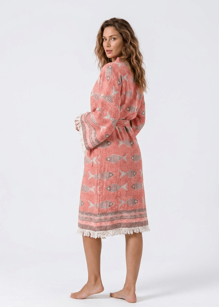 Fish Kimono in color made of 100% Turkish cotton Kimono by buldano in Turkey