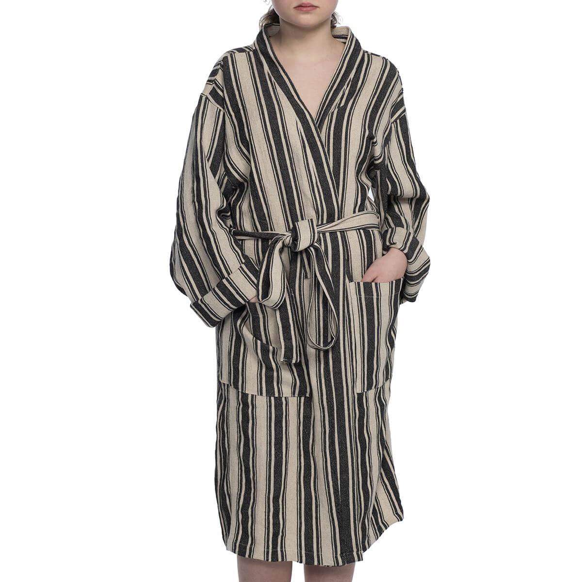 COTTON LINEN BLEND KIMONO COLLAR UNISEX ROBE in color made of 100% Turkish cotton Turkish Towel by buldano in Turkey