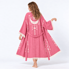 Eye and Moon Boho Kimono in Pink color made of 100% Turkish cotton Kimono by buldano in Turkey