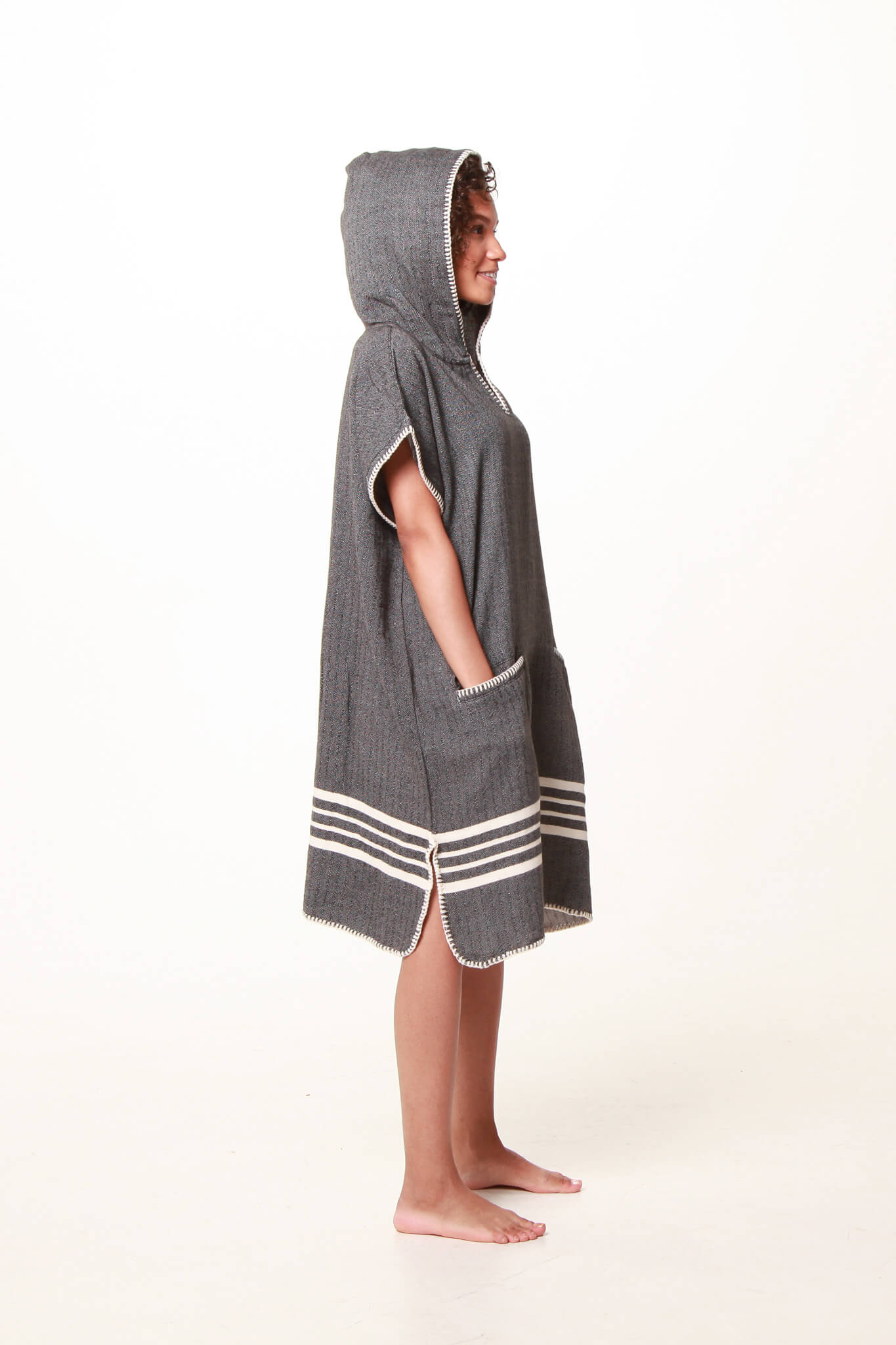 Beach Cover Up, Poncho with Hood in color made of 100% Turkish cotton Poncho by buldano in Turkey