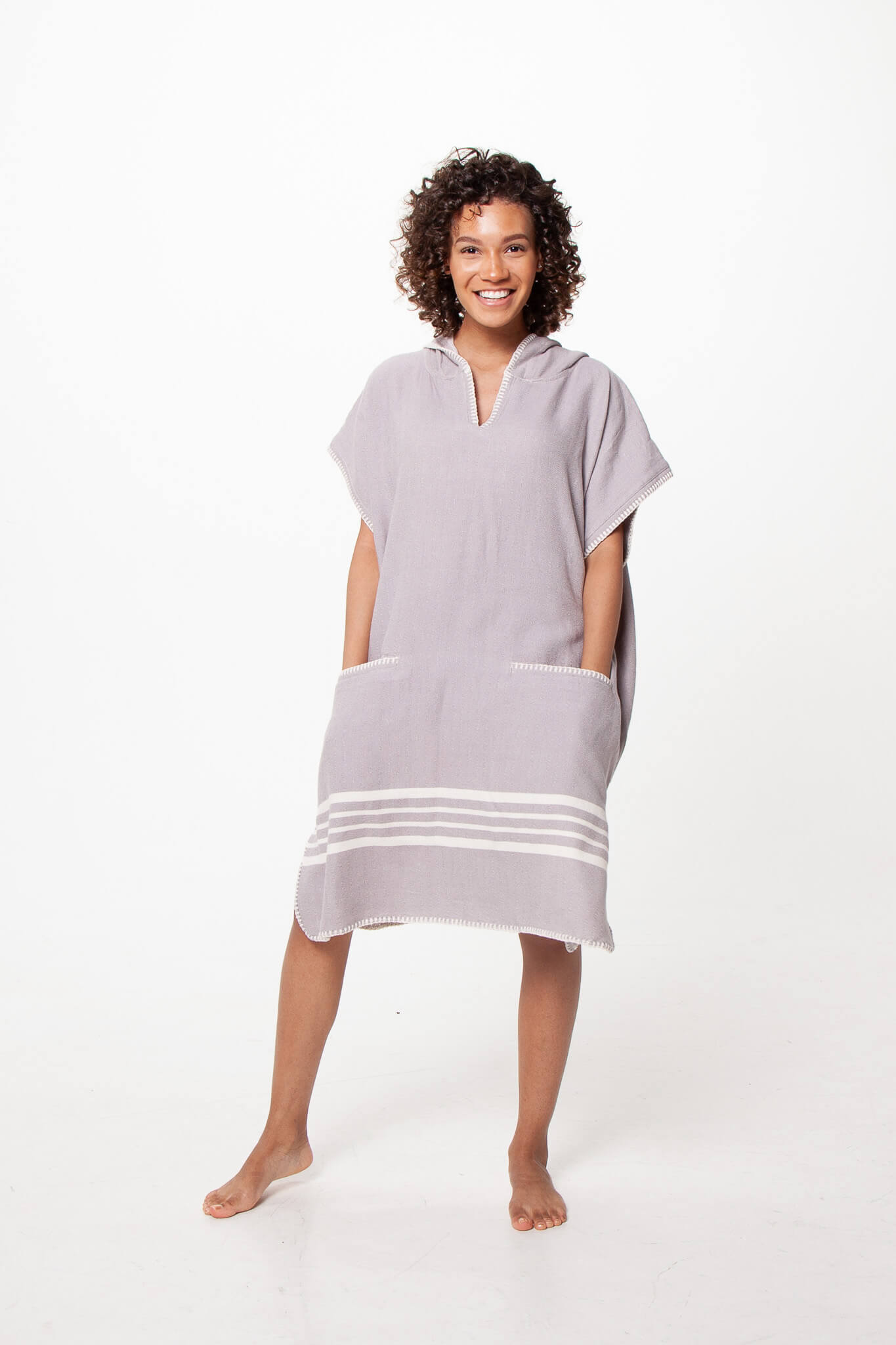 Beach Cover Up, Poncho with Hood in color made of 100% Turkish cotton Poncho by buldano in Turkey