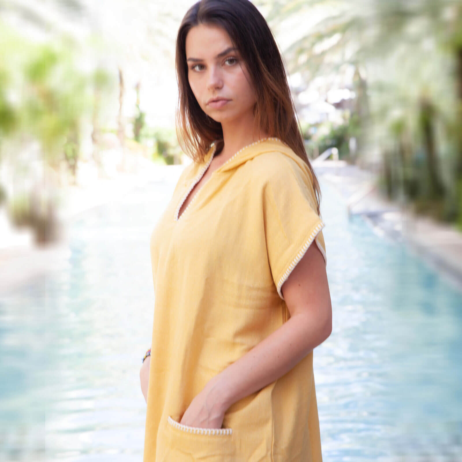 Beach Cover Up, Poncho with Hood in color made of 100% Turkish cotton Poncho by buldano in Turkey