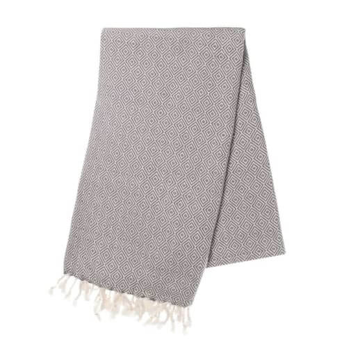 Diamond Weave Turkish Towel in Light Grey color made of 100% Turkish cotton Turkish Towel by buldano in Turkey
