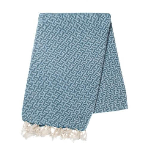 Diamond Weave Turkish Towel in Petrol Blue color made of 100% Turkish cotton Turkish Towel by buldano in Turkey
