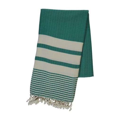 Multi Striped Turkish Towel in Fanfare Green color made of 100% Turkish cotton Turkish Towel by buldano in Turkey