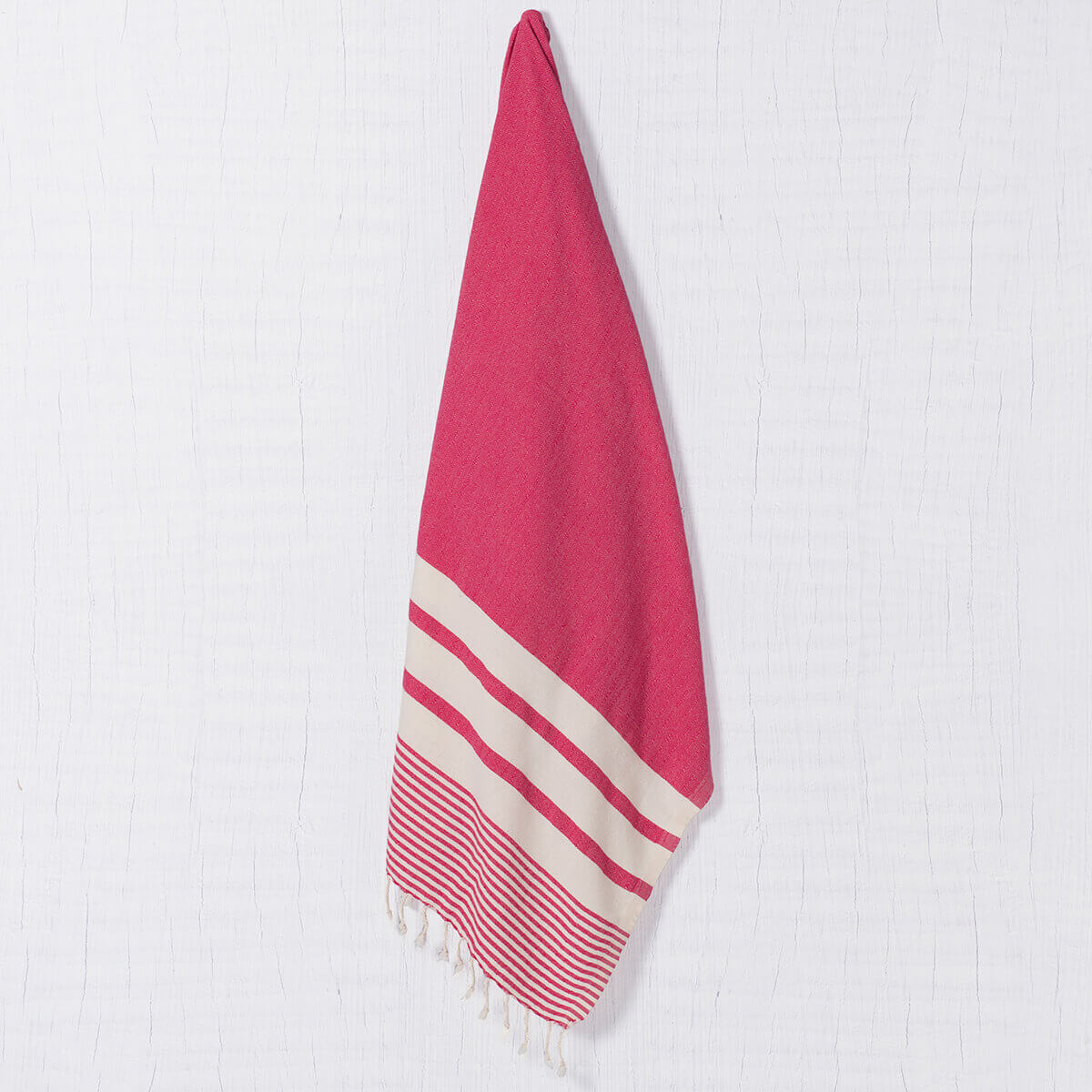 Multi Striped Turkish Towel in Fushia color made of 100% Turkish cotton Turkish Towel by buldano in Turkey