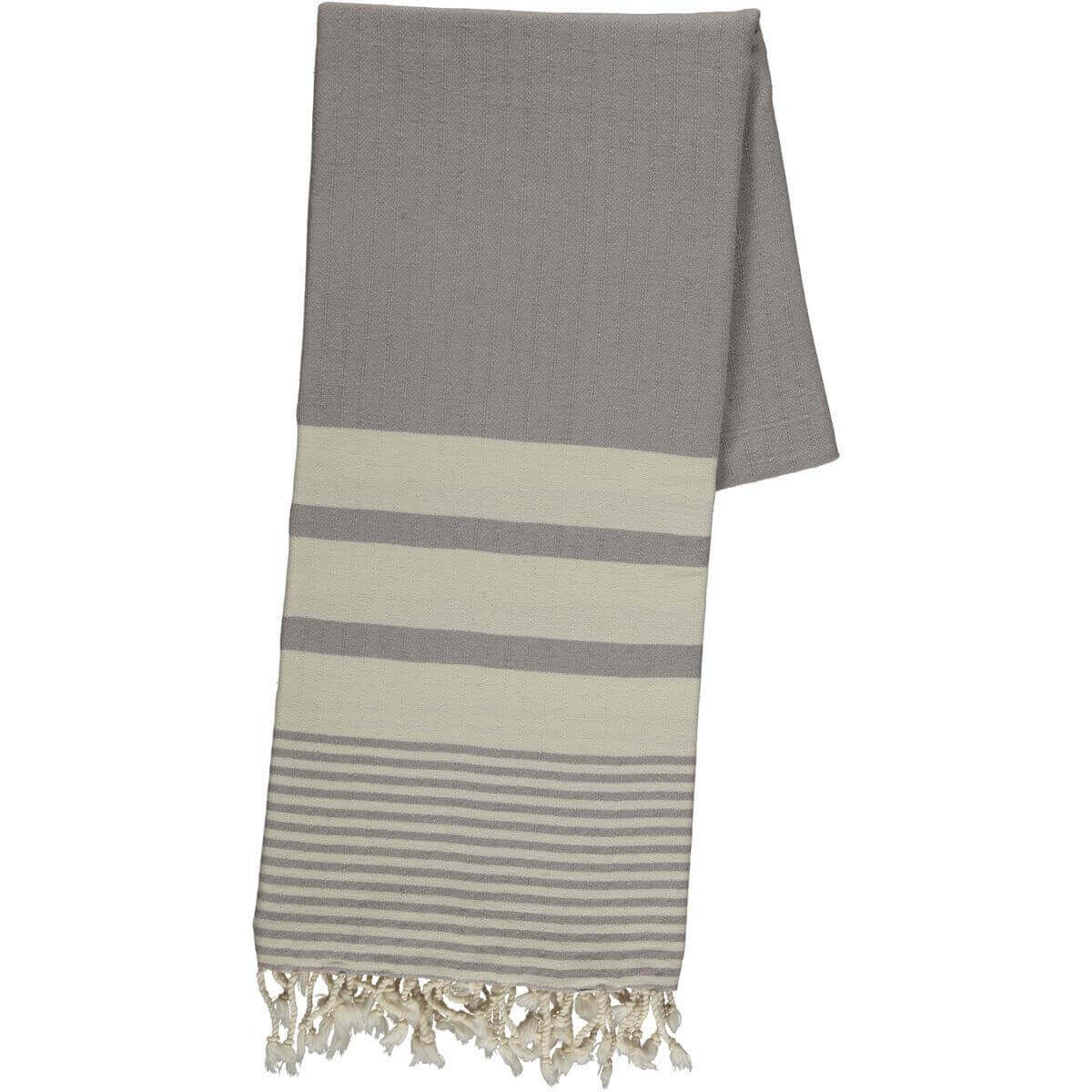 Multi Striped Turkish Towel in Light Grey color made of 100% Turkish cotton Turkish Towel by buldano in Turkey