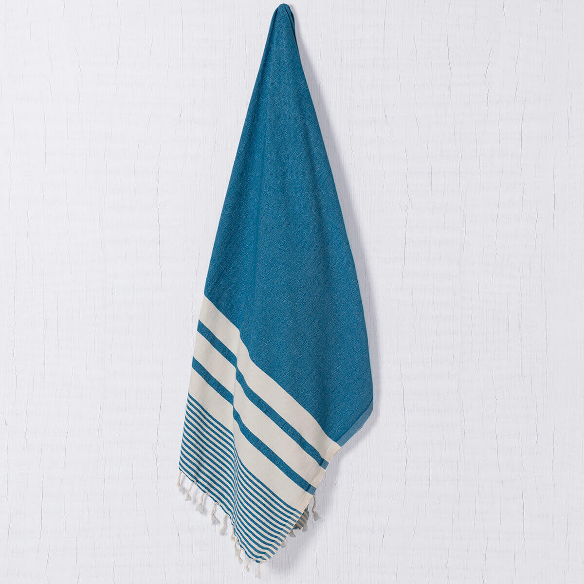 Multi Striped Turkish Towel in Petrol Blue color made of 100% Turkish cotton Turkish Towel by buldano in Turkey
