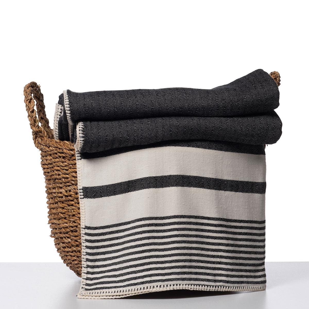 Double Sided Custom Stitched Throw in Black color made of 100% Turkish cotton Throw by buldano in Turkey