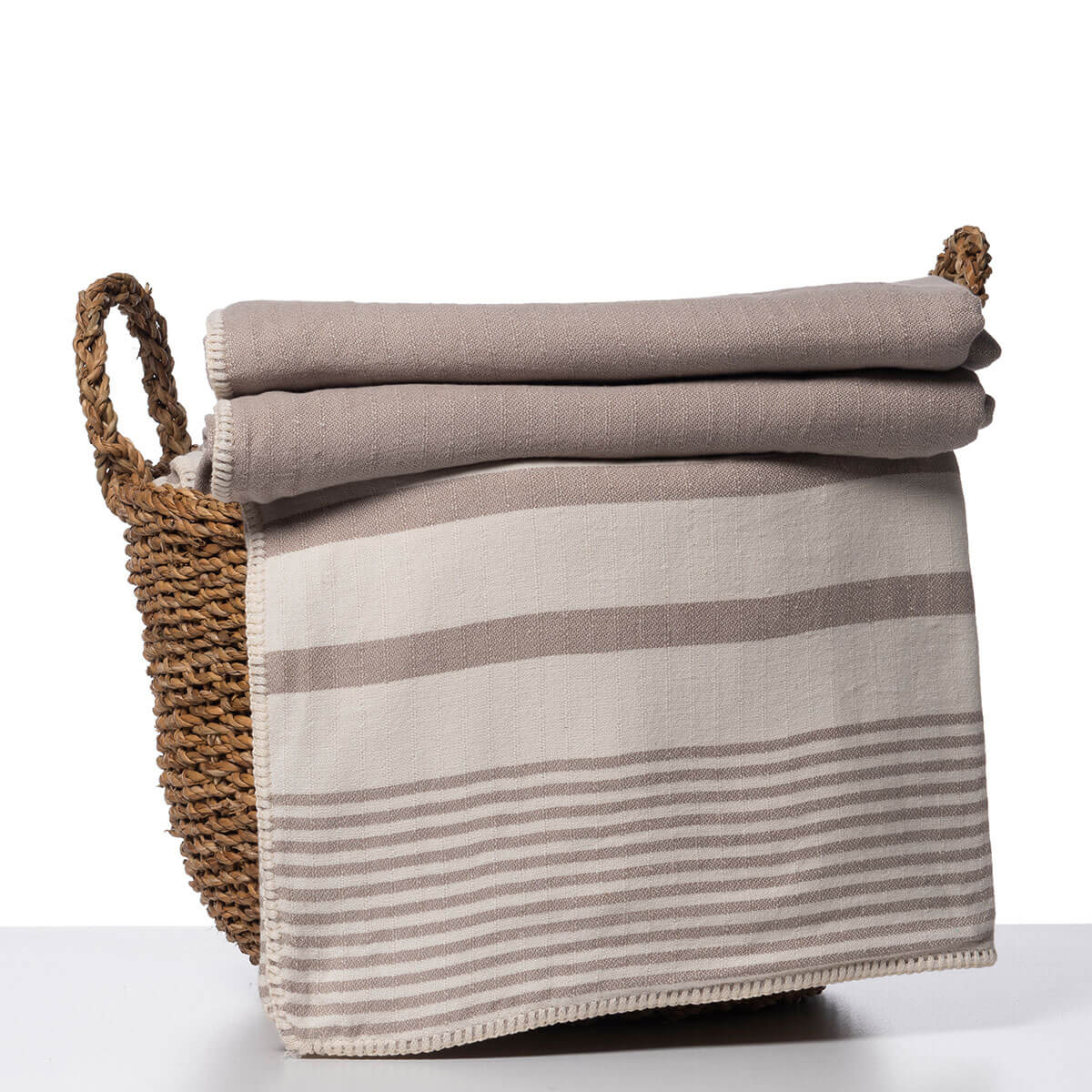 Double Sided Custom Stitched Throw in Taupe color made of 100% Turkish cotton Throw by buldano in Turkey