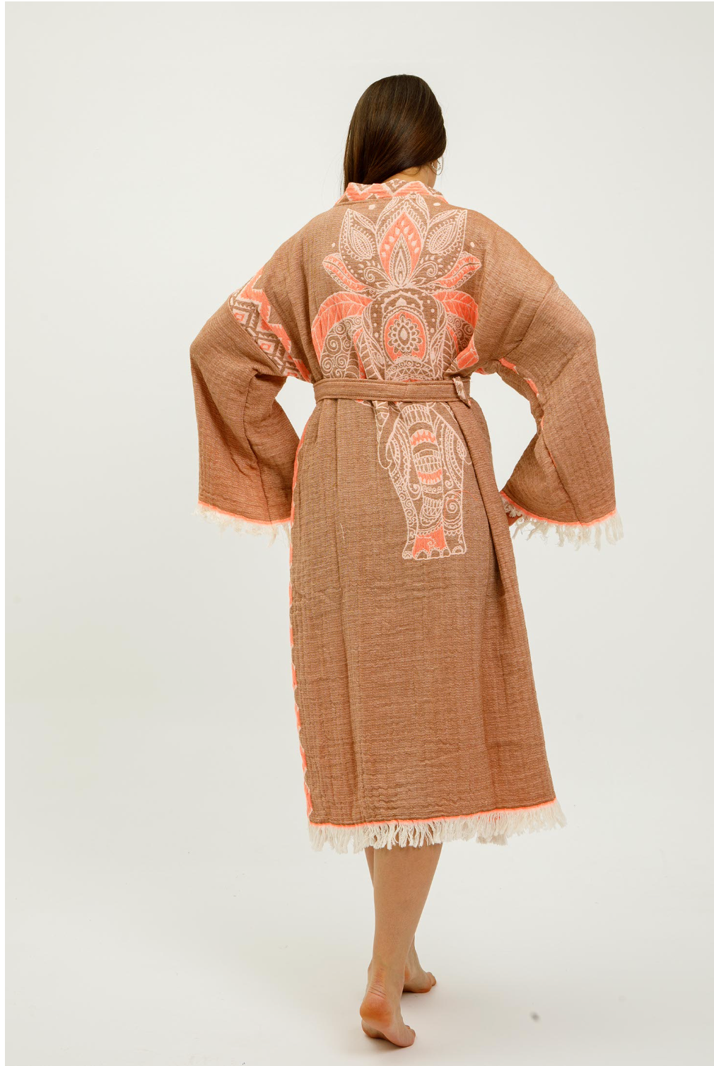 Jungle Kimono Elephant in color made of 100% Turkish cotton Kimono by buldano in Turkey