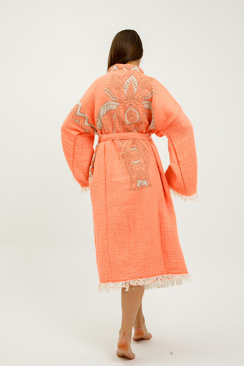 Jungle Kimono Elephant in color made of 100% Turkish cotton Kimono by buldano in Turkey