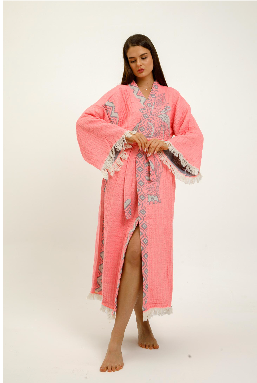 Jungle Kimono Elephant in color made of 100% Turkish cotton Kimono by buldano in Turkey