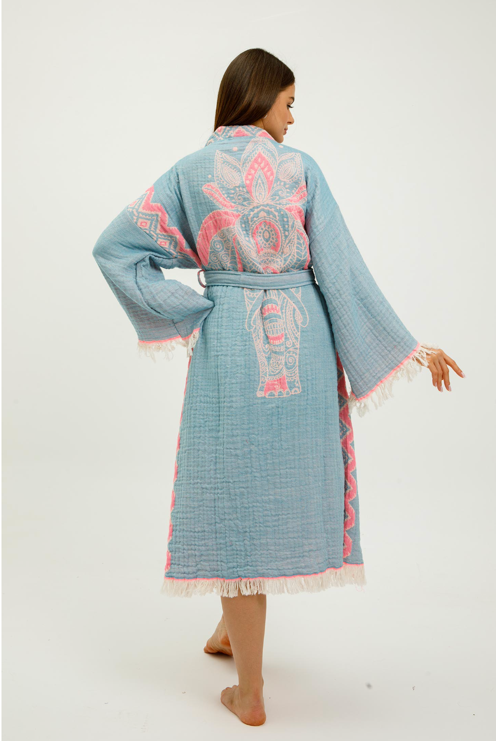 Jungle Kimono Elephant in color made of 100% Turkish cotton Kimono by buldano in Turkey