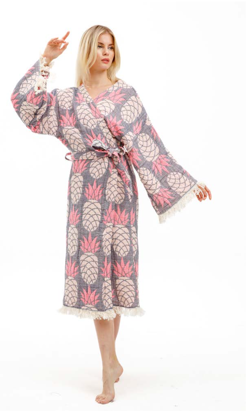 Pineapple Kimono in Dark Grey color made of 100% Turkish cotton Kimono by buldano in Turkey