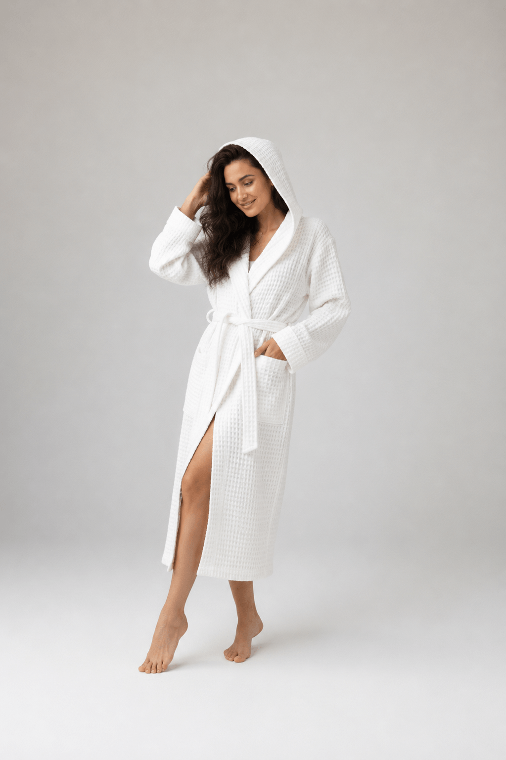 Turkish Cotton Waffle Weave Robe – Luxury Spa Bathrobe for Men & Women Almond Green