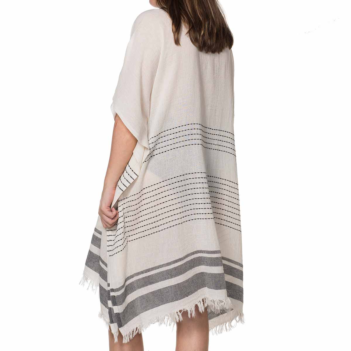 Stitched Tunic with Black Stripes in color made of 100% Turkish cotton Tunic by buldano in Turkey