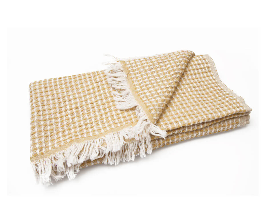 Super Soft Waffle Turkish Towel in Yellow color made of 100% Turkish cotton Turkish Towel by buldano in Turkey