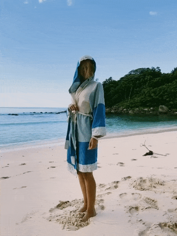 MULTI COLOR ROBE WITH HOOD in color made of 100% Turkish cotton Turkish Towel by buldano in Turkey